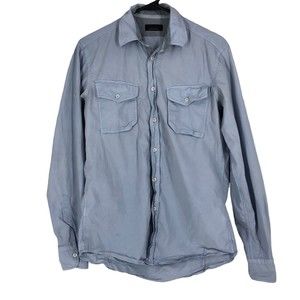 Zara Man Lightwash Blue Cotton Button Up Shirt w/Extra Buttons SZ Sm